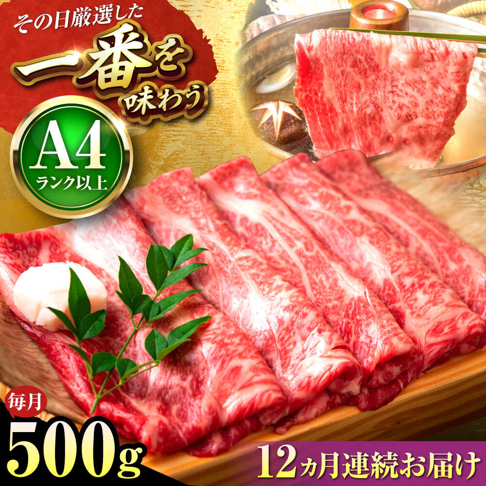 【ふるさと納税】【全12回定期便】【A4〜A5】博多和牛 しゃぶしゃぶすき焼き 500g (肩ロース肉・肩バラ肉・モモ肉) 吉富町/株式会社MEAT PLUS[BGAB097] 牛 肉 牛肉 黒毛和牛 和牛 国産 しゃぶしゃぶ肉 すき焼き すきやき 人気 おすすめ 定期便 冷凍 送料無料 贈答 ギフト
