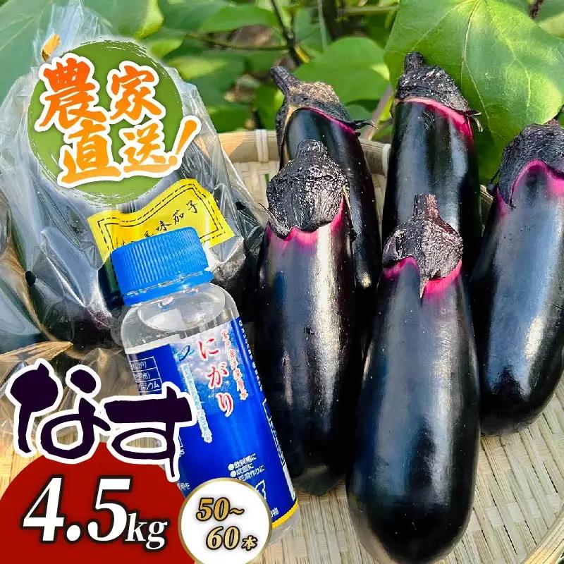 農家直送　土佐の美味茄子の新鮮ナス　４．５kg　（室戸海洋深層水にがり使用） 野菜 なす ナス 常温 小袋 国産 夏野菜 茄子 小分け 旬  高知 15000