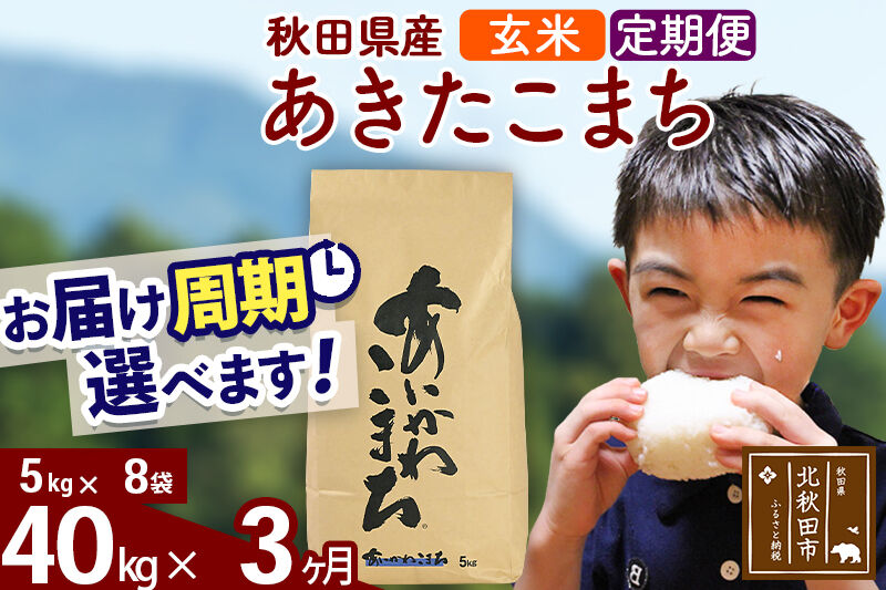 ※令和7年産※《定期便3ヶ月》秋田県産 あきたこまち 40kg【玄米】(5kg小分け袋) 2025年産 お届け周期調整可能 隔月に調整OK お米 藤岡農産 [藤岡農産 秋田 お米 あきたこまち 米どこ