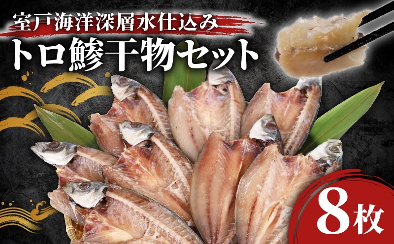 室戸市 トロ鯵 干物セット 8枚 特大 脂のり抜群 海洋深層水仕込み アジ開き 海鮮 魚介類 惣菜 冷凍 国産 送料無料 ギフト 贈答 1万円 iz021