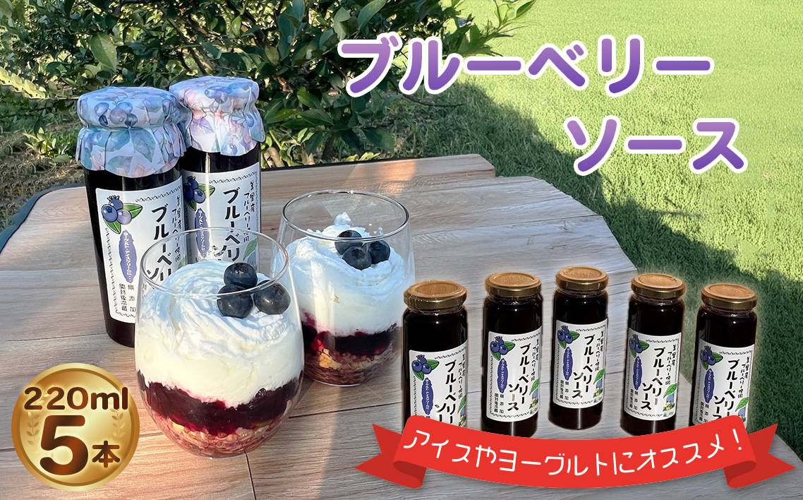 
            ブルーベリーソース（220ml）5本セット ／ 無農薬 フルーツソース ヨーグルト アイス ティフブルー 詰合せ 埼玉県 特産品 [No.229]
          