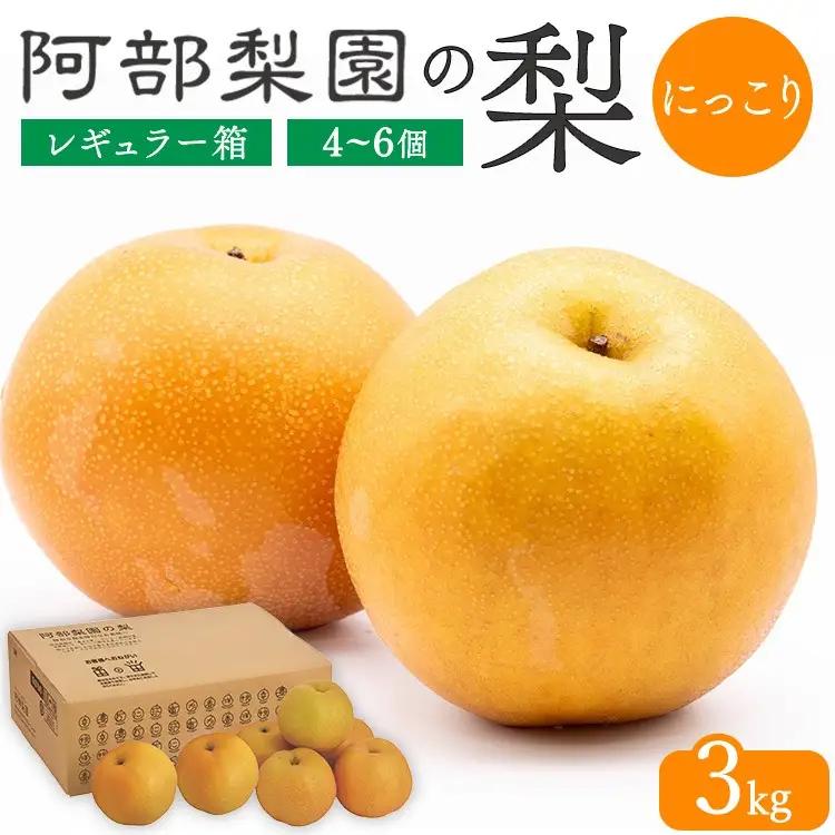 阿部梨園の梨（3kg　レギュラー箱）にっこり ※2026年10月～発送