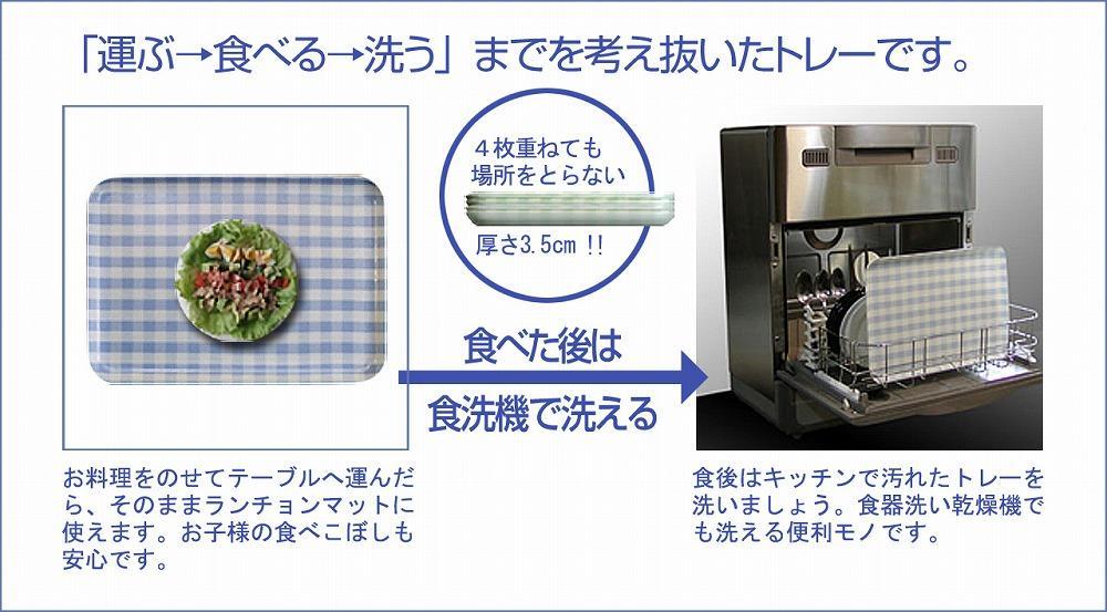 【ブルー×ピンク2枚組】ST ランチョン トレー L 39cm チェック タツクラフト 【Tk110】