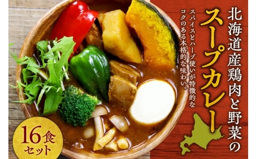 北海道産鶏肉と野菜のスープカレー16食セット ｜  鶏肉 野菜 スープカレー セット 本格 惣菜 簡単調理 レンジ 北海道 札幌市