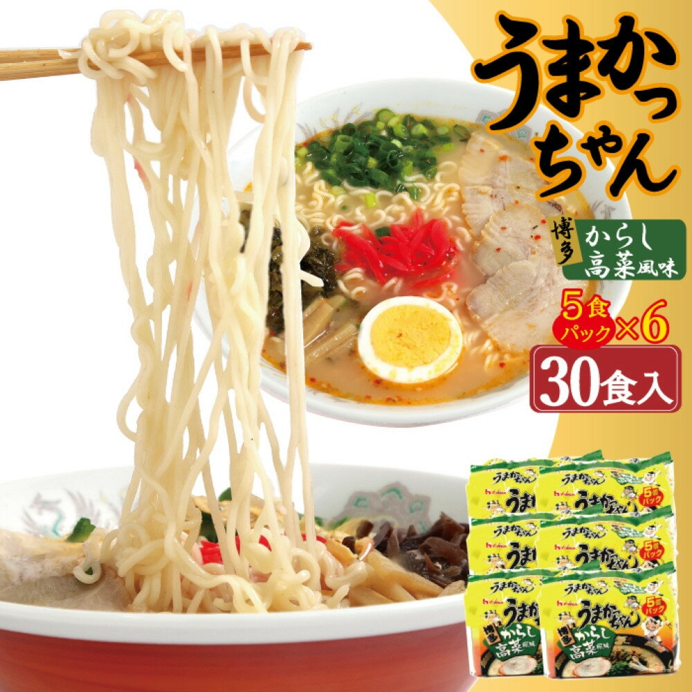 【ふるさと納税】うまかっちゃん 博多からし高菜風味 30食 (5袋入り×6パック） | 福岡県 大川市 ふるさと納税 ふるさと 納税 お取り寄せグルメ 取り寄せ グルメ お取り寄せ ラーメン 乾麺 10000円 1万円