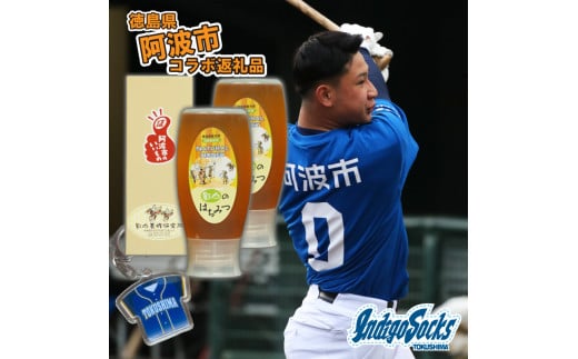 【500g×2本】 徳島 インディゴソックス グッズ キーホルダー セット はちみつ 500g 野球 四国アイランドリーグ 影山養蜂研究所 非加熱 国産 百花蜜 純度100 % 栄養満点 ハチミツ ギフト デザート 徳島県 阿波市 