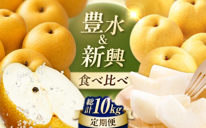 
                  【2回定期便】 梨食べ比べ定期便 (豊水5kg/新興5kg) 広川町 / JAふくおか八女農産物直売所どろや [AFAB131]
                