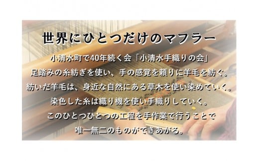 手紡ぎ100%草木染めのミニ・マフラー(B2)