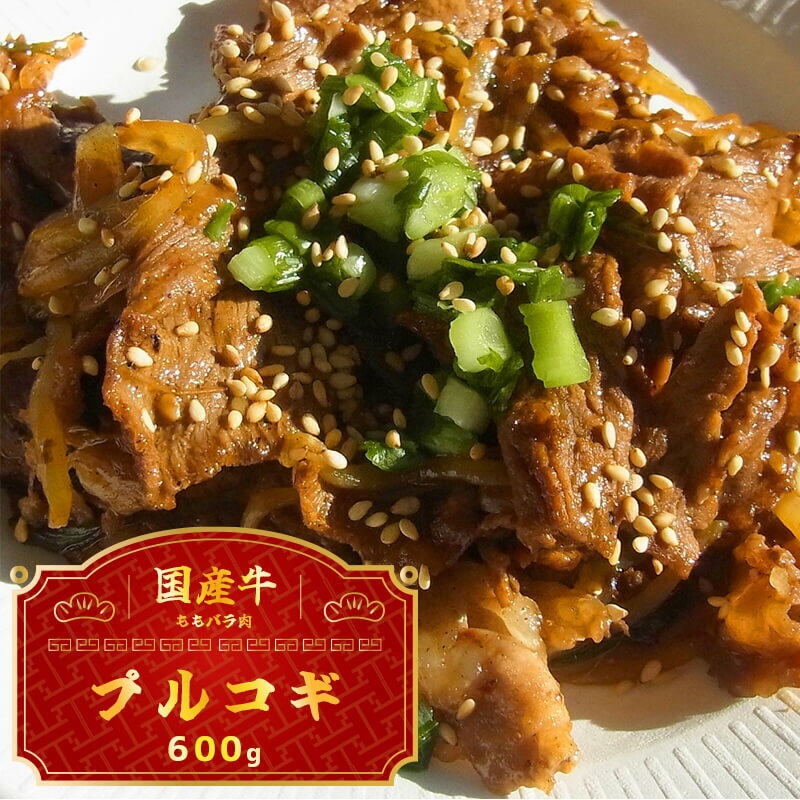 【ふるさと納税】 【お中元 ギフト】 国産牛 スライス 600g ( プルコギ 味) 切り落とし 国産 牛 牛肉 もも バラ 焼き肉 焼肉 赤身 肉 冷凍 小分け 大人数用 熨斗 贈答 ギフト 幸福亭