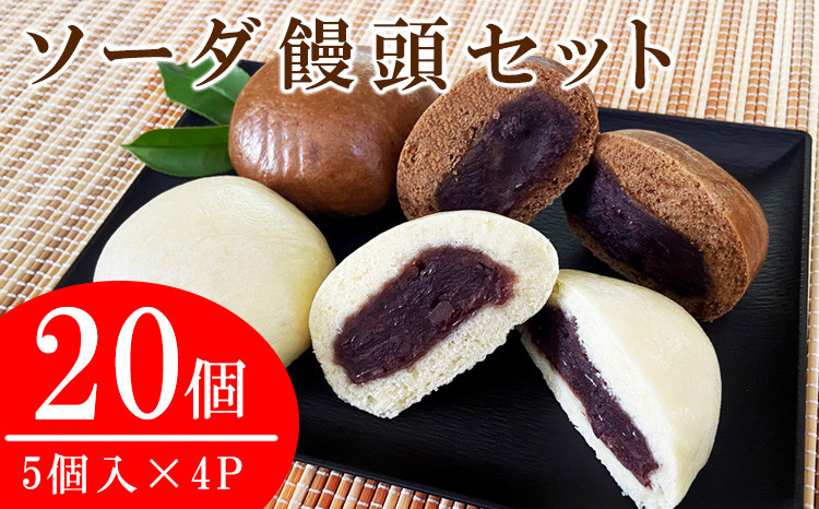 
            ソーダ饅頭20個セット(プレーン10個・黒糖10個)
          