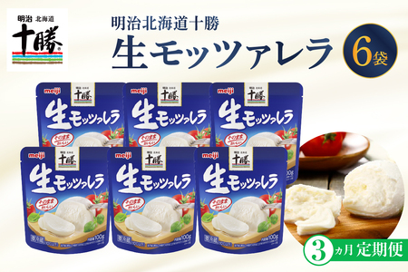  【選べるお届け回数】明治 北海道 十勝 チーズ 生モッツァレラ 6個 セット 100g×6袋 おつまみ 乳製品 生乳 凝縮 ミルク 新鮮 パック お取り寄せ サラダ カプレーゼ ピザ トースト 定期便 毎月 隔月 3回 6回 国産 芽室町me003-070-t3c