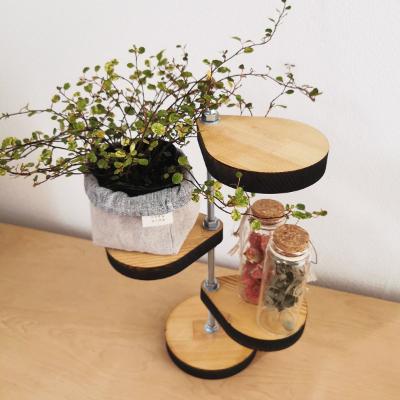 ふるさと納税 守口市 小さなしずくのスタンドシェルフ 3段タイプ 360度回転 植木 花台 プランタースタンド ナチュラル