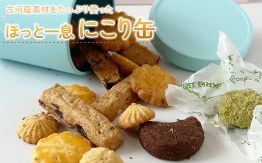 古河産素材たっぷり使った「ほっと一息にこり缶」 ※着日指定不可 | 焼菓子 焼き菓子 菓子 お菓子 おやつ スイーツ 取り寄せ お取り寄せ 個包装 セット 詰合せ 詰め合わせ 専門店 手作り ティータ