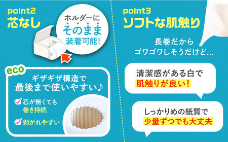 【隔月配送 全3回定期便】トイレットペーパー ダブル 24ロール 長巻き 65m (6ロール×4パック) 宅配 エコワンタッチ コアレス《豊前市》【大分製紙】 日用品 消耗品 常備品 大容量[VAA0