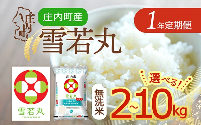 
                  【定期便】＜令和8年産/9年産＞雪若丸 無洗米 2kgから10kg×1年間 毎月お届け 山形県産 山形米 ブランド米 米 お米の定期便 粒立ち しっかり食感 食べ応え抜群 粘り 控えめ 硬め ごはん【毎月中旬発送】
                