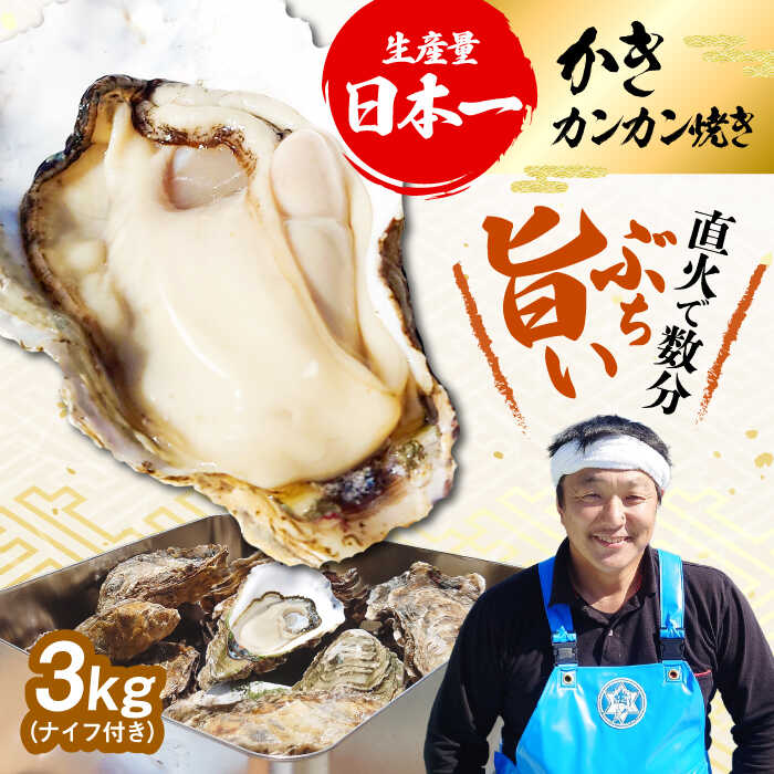 【ふるさと納税】【楽天限定】【選べる配送月・日】生牡蠣 カンカン焼き（ナイフ付き）3kg (加熱用) 人気 かき カキ 広島 料理 簡単 レシピ 海鮮 ギフト 広島県産 江田島市/株式会社門林水産[XAO012] 牡蠣 むき身 殻付き かき カキ 生牡蠣 カキフライ 楽天限定