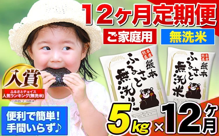 
                  【12ヶ月定期便】無洗米 定期便《お申し込みの翌月から出荷》 熊本ふるさと無洗米 5kg 訳あり 米 コメ こめ 熊本県産 米 ふるさと納税 わけあり 以上のお米ならこれ お米 おこめ 熊本 SDGs むせんまい kome musennmai
                