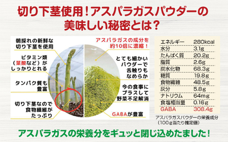 新鮮 朝採れ アスパラガスパウダー100g 通常サイズ  A080-025 栄養補助 機能性食品 濃縮 葉酸 ビタミン 離乳食 6次化商品 お菓子作り 野菜不足 社会福祉 就労支援 佐賀県 小城市