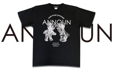 ［ANNOUN］Painting Bear Ｔシャツ ブラック ／ 服 黒 アパレルブランド 絵画 アート コラボレーション アンノウン 福祉 就労支援 就労継続支援B型事業所 アトリエ・アンノウン 