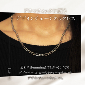 K18 Hum デザインチェーンネックレス【K18WG】 ネックレス アクセサリー レディース メンズ ユニセックス WG ホワイトゴールド K18 チェーンネックレス Hum ダブルホースシュー ラ