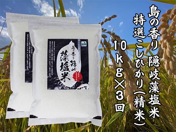 
                  0226 　令和7年産【定期便　毎月お届けコース】島の香り隠岐藻塩米特選コシヒカリ　精米10㎏×3回
                