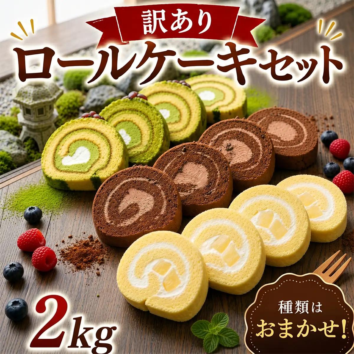  【訳あり】ロールケーキ 2kg 食べ比べ ロール