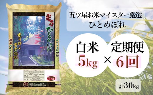 【定期便6回】令和7年産 新米 ひとめぼれ 白米 5kg 五ツ星お米マイスター 厳選米 ふるさと納税 お米 ご飯 ごはん 炊飯 お弁当 おにぎり 送料無料 岩手県 一関市