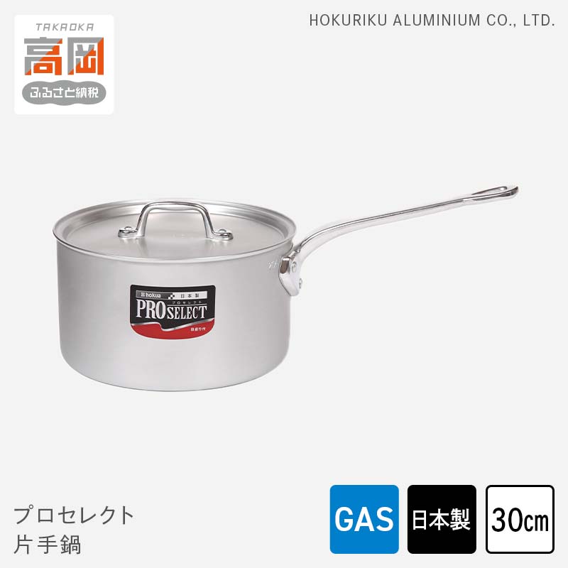 【ふるさと納税】鍋 ガス火用 プロセレクト 片手鍋 30cm 蓋 蓋付き アルミ鍋 アルマイト加工 ロングハンドル 北陸アルミ 北陸アルミニウム 日本製 調理器具 キッチン用品 日用品 富山県 キッチン雑貨 使いやすい 確かな品質 目盛付 持ちやすい 疲れにくい FAD-1080