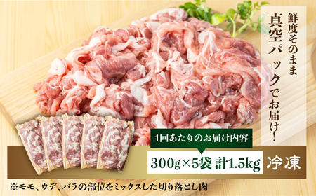 《定期便6回》訳あり 白川郷 結旨豚 もも ウデ バラ 切り落とし ミックス 300g×5袋 約1.5kg×6回 豚肉 国産 白川村 真空パック 小分け ゆいうまぶた こま切れ ブランド豚 60000