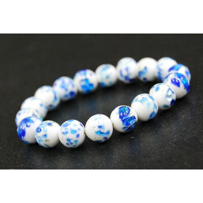 【ふるさと納税】沖縄伝統工芸!琉球とんぼ石 10mm 数珠ブレスレット 青白【1185697】