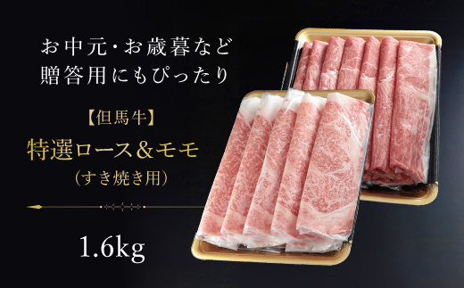 【但馬牛】特選ロース＆モモ すき焼き用 1600g 但馬牛 すきやき すき焼き すき焼き肉 ロース肉 モモ肉 ロース モモ 牛ロース 牛モモ 詰め合わせ セット 食べ比べ 牛肉 牛 肉 お肉 黒毛和牛