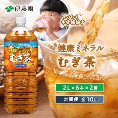 ふるさと納税 恵庭市 『定期便:全10回』健康ミネラルむぎ茶2L×6本×2箱【50002201】