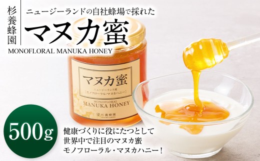 【令和8年度熊本地震復興支援】熊本 杉養蜂園 ニュージーランド産 マヌカ蜜 500g マヌカハニー