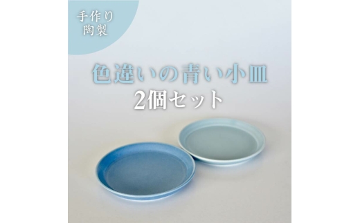 【小泉すなお作】　青色の皿ペア 〈 皿 2個セット 食器 雑貨 シンプル ナチュラル かわいい 陶器 青 焼き物 キッチン インテリア 陶芸 ブルー おしゃれ 北欧 ギフト プレゼント 結婚 記念日 誕生日 〉 [№5412-0103]
