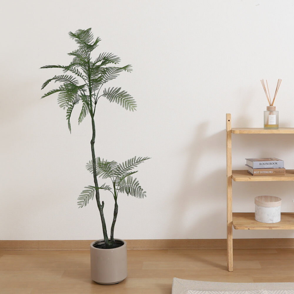 【ふるさと納税】フェイクグリーン ジャカランダ 120cm 1個 ベージュのポット 人工観葉植物 インテリアグリーン ナチュラル インテリア おしゃれ お手入れ不要 水やり不要 ジョイント式 リビング 福岡県北九州市