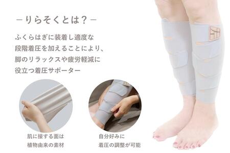 着圧サポーター りらそく 24時間いつでもどこでも 脚のリラックス 疲労軽減に！　【ブルー】（Mサイズ34～38cm）