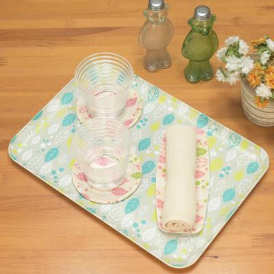 ふるさと納税 和歌山市 友禅和紙 おしぼり トレー スプリング リーフ ピンク 5枚セット 北欧風のおしゃれなおしぼりトレー |  | 02