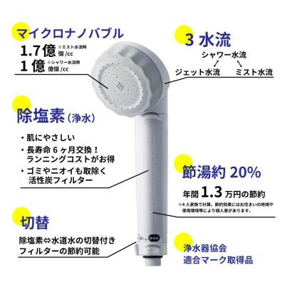 ふるさと納税 山県市 シャワーヘッド バブリージョワー3.0 浄水×ナノバブル 塩素除去 ミスト ジェット水流 JS24W |  | 01