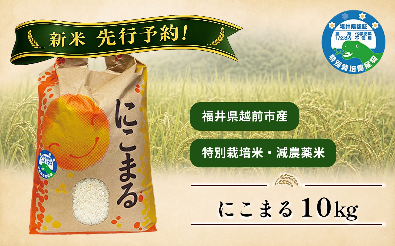 
                  【新米先行予約！】にこまる10kg 令和8年度産 福井県越前市産 福井県特別栽培米
                