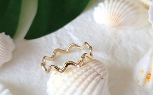K14GF アクセサリー リング ゴールド ウェーブ リング 選べるサイズ 指輪 アクセサリー ジュエリー K14 ゴールドフィルド リング レディース メンズ ペア シンプル 一点もの 華奢リング 