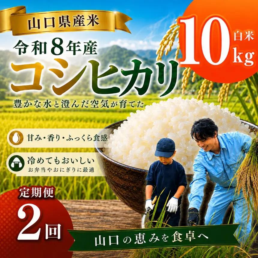 令和8年度産 山口県産 コシヒカリ 10㎏ 定期便 2回発送