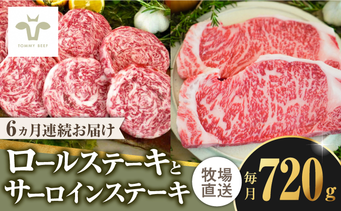 【牧場直送】【全6回定期便】ミルフィーユロールステーキ4個と佐賀牛サーロインステーキ400g 食べ比べ  / ブランド牛 和牛 黒毛和牛 小分け / 佐賀県 / 有限会社佐賀セントラル牧場 [41ASAA264]