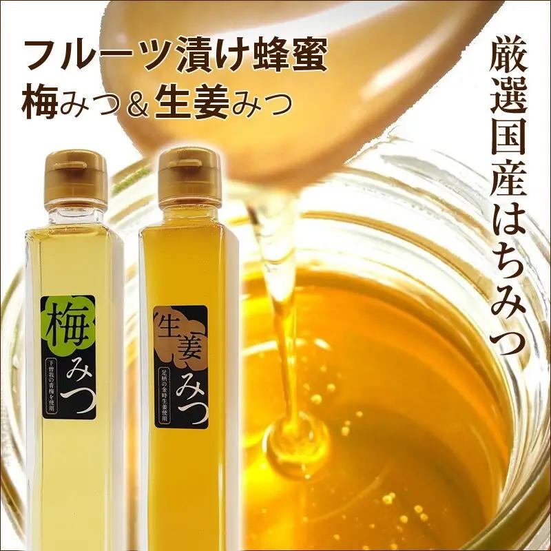 フルーツ漬け蜂蜜2本セット（梅みつ＆生姜みつ）【はちみつ ハチミツ 蜂蜜 家庭用 自宅用 贈答品 贈答用 ギフト お取り寄せ 御中元 お中元 お歳暮 父の日 母の日 贈り物 梅 生姜 フルーツ 神奈川県 小田原市 はちみつ】
