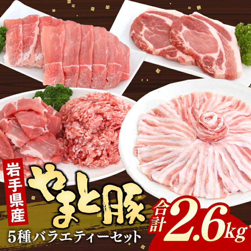 【ふるさと納税】岩手県産やまと豚5種約2.6kg 国産 肉 豚肉 やまと豚 鍋 焼肉 豚ロース 豚バラ 豚こま モモスライス ひき肉 とんかつ 生姜焼き しゃぶしゃぶ 真空パック 小分け 冷凍 岩手県 岩手町