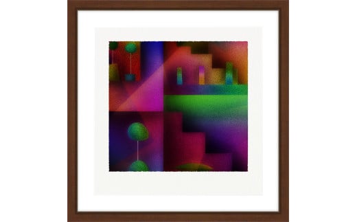 【絵画】 ピエゾグラフ 「影と灯」 額装サイズ 266mmx266mm 【 しかくいえ ピエゾグラフ 額入り 額縁付 アート インテリア 現代版画 絵画 版画 贈り物 贈答 プレゼント ギフト 綾部 京都 】