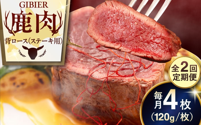 
                  【全2回定期便】鹿肉 背ロース 4枚 《喜茂別町》【EBIJIN】 ジビエ 鹿 ロース ステーキ ステーキ用 赤身 冷凍 冷凍配送 北海道 [AJAO036] 40000 40000円
                