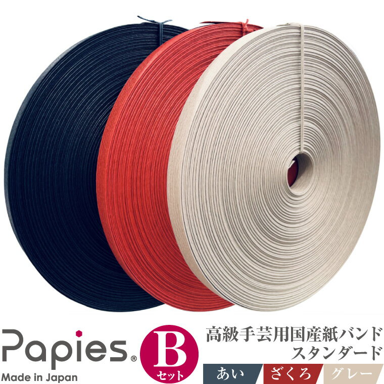 【ふるさと納税】植田産業イチオシ 手芸用紙バンド Papies 人気カラー 12本合わせ 40m×3種 Bセット (あい/ざくろ/グレー) 人気3色 植田産業 静岡県 富士市 日用品(1843)