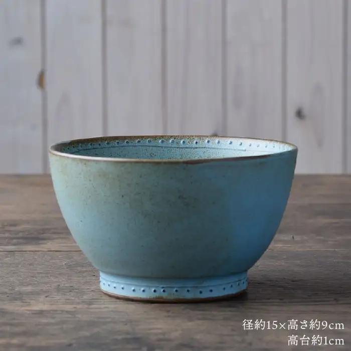 【波佐見焼】どんぶり ブルー 1点 Bronze 【藍染窯】 丼 ボウル 深皿 ブロンズ [JC27]