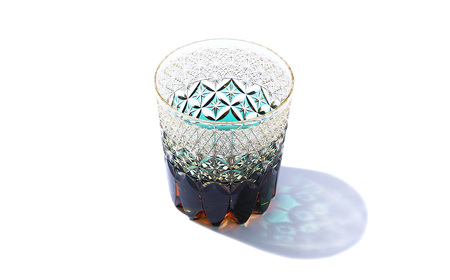 伝統工芸士作・江戸切子 ／ ロックグラス グラス 酒器 杯 盃 さかずき きりこ キリコ 工芸品 伝統工芸 伝統的 ガラス工芸 硝子 埼玉県 No.294