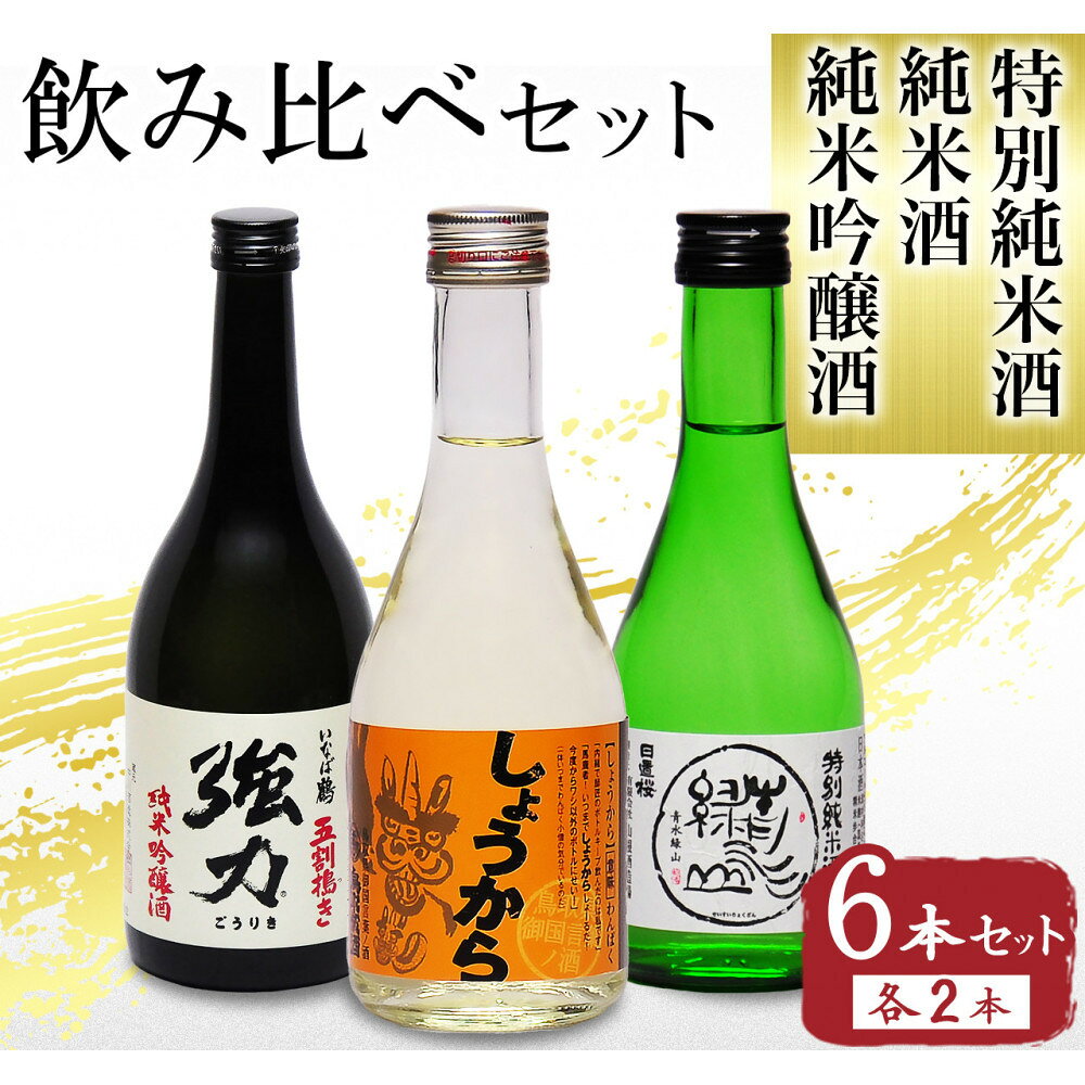 【ふるさと納税】鳥取の地酒(日本酒)3銘柄飲み比べセット 300ml×6本 | お酒 さけ